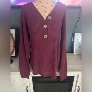 Women's Burgundy Button-Down Blouse